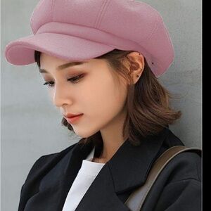 Elegant velvet Pink Women's Baker Boy Hat